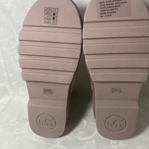 New Michael Kors Alfie Pink Fawn Rose Gold Suede Monogram Boot - Picture 11 of 15